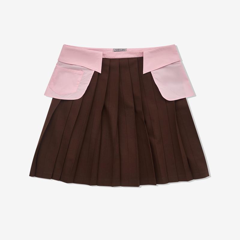 Ashley Williams - Womens Collar Skirt - (Pink/Brown)
