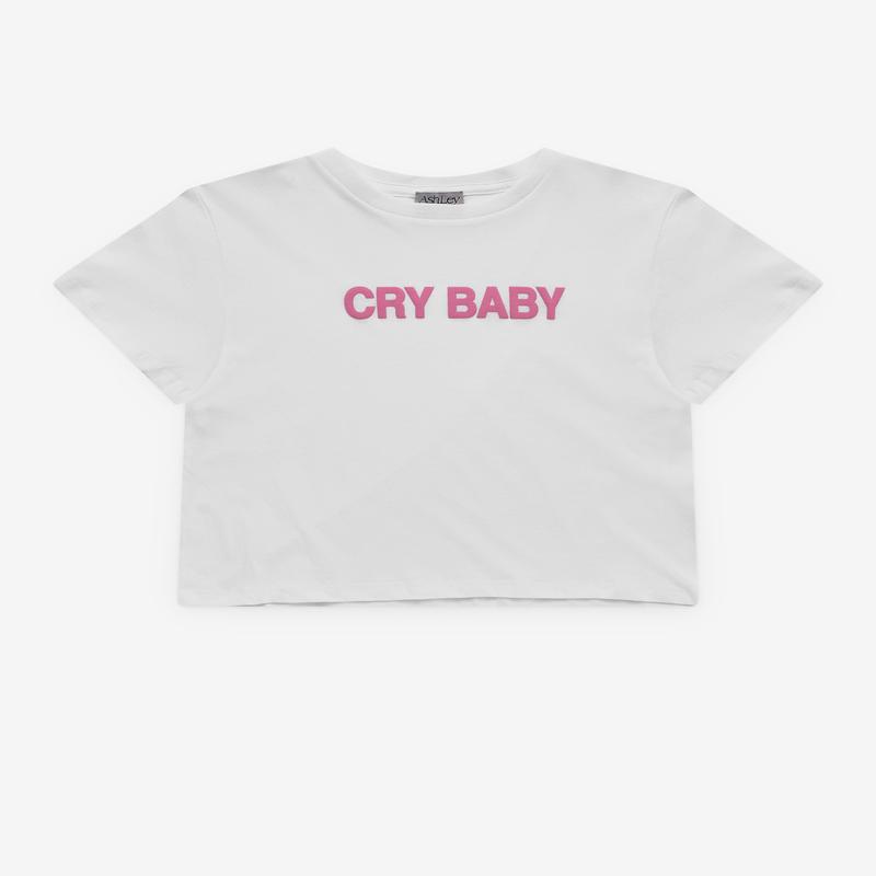 Ashley Williams - Womens Cry Baby Cropped T-Shirt - (White)