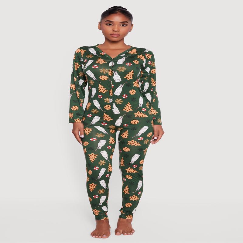 Cookies and Milk Print Pajama Onesie