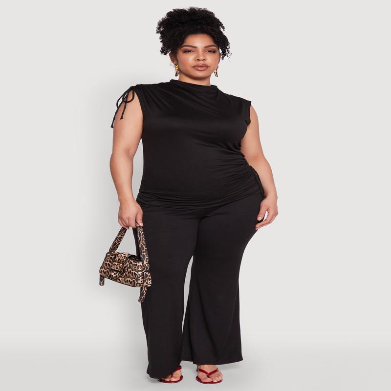 Plus Size High Waisted Fold Over Pants