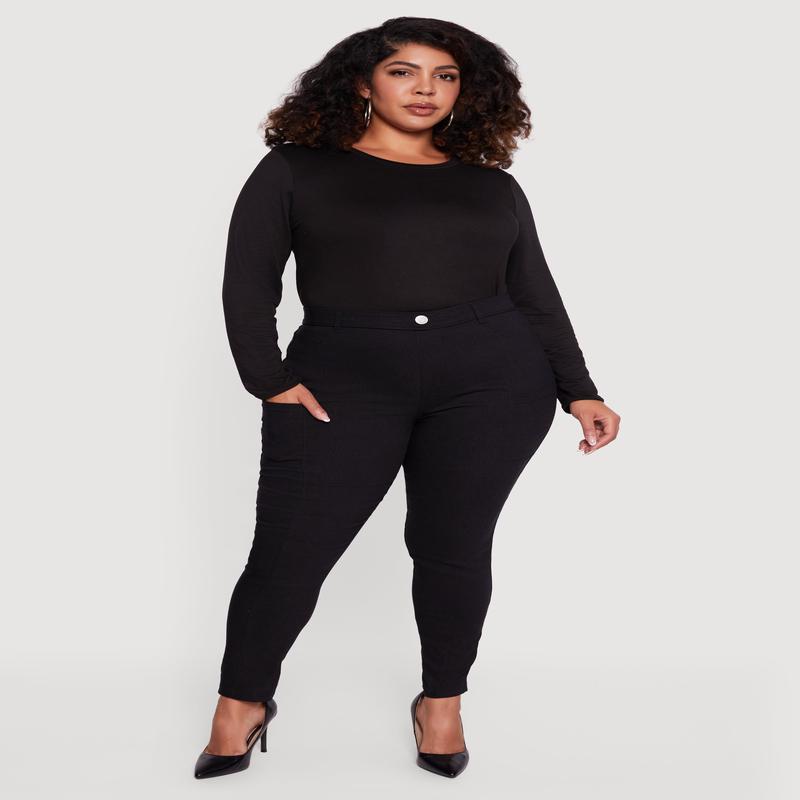 Plus Size Hyper Stretch Dress Pants with Cell Phone Pockets