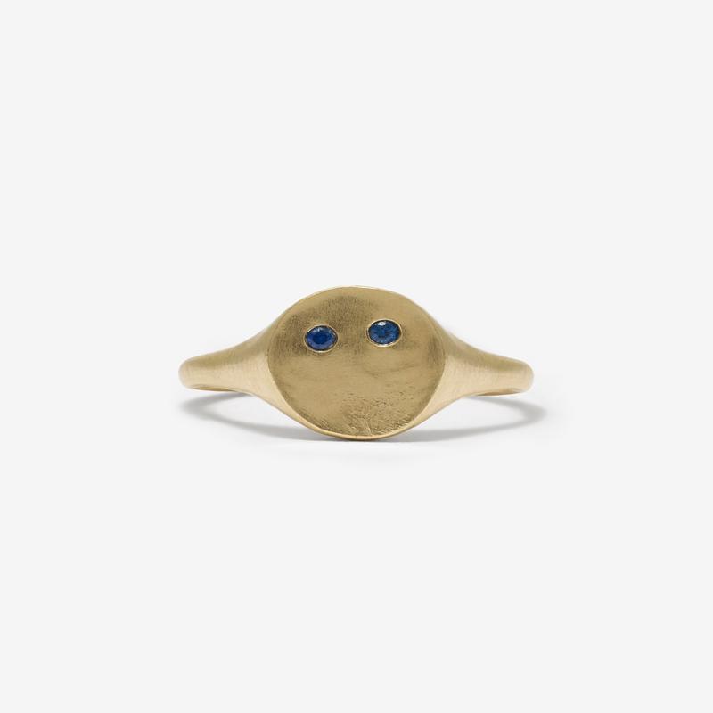 Seb Brown - Blue Mini Signet Ring - (Gold)