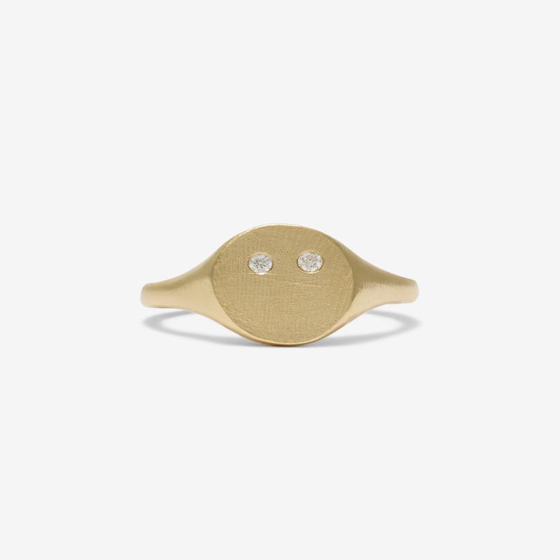 Seb Brown - White Mini Signet Ring - (Gold)