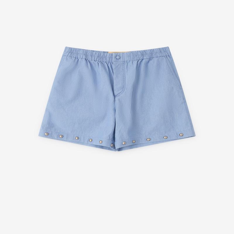 Valentino - Mens Cotton Linen Shorts - (Light Blue)