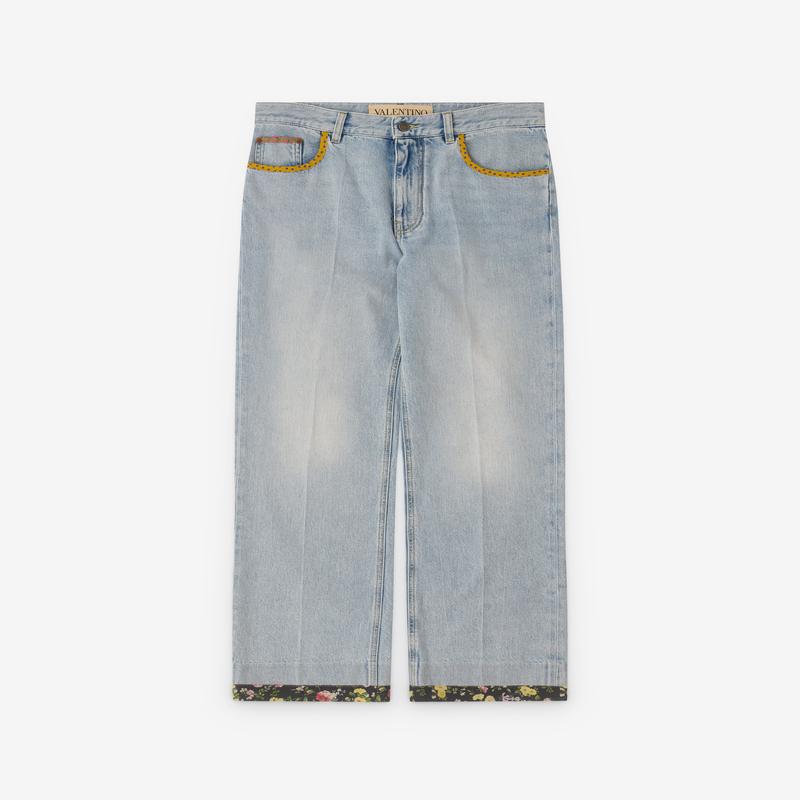 Valentino - Womens Embroidered Denim Trousers - (Light Denim)