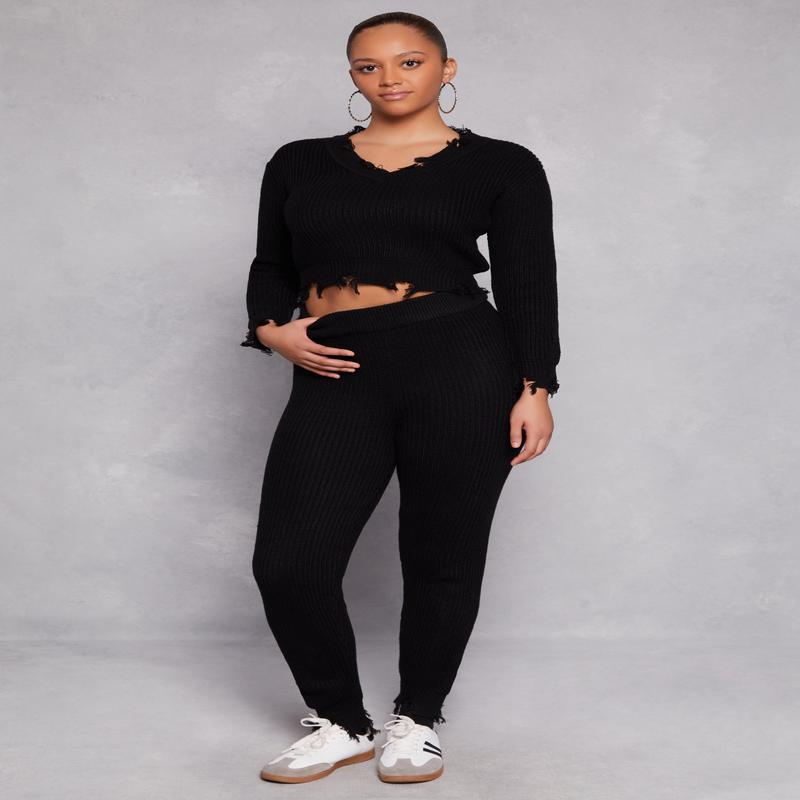 Distressed Hem Joggers