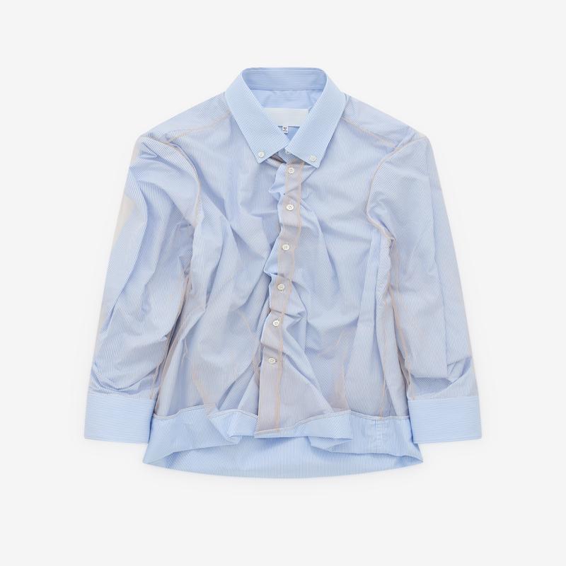Maison Margiela - Women's High-Shine Cotton Poplin Shirt - (Light Blue)