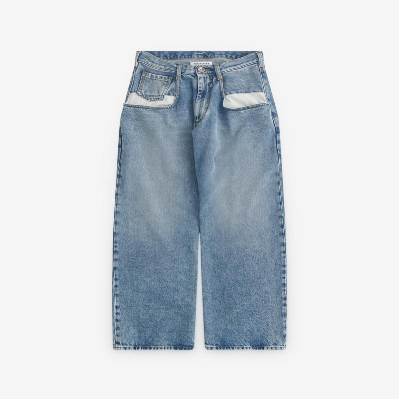 Maison Margiela - Womens Straight Jeans With Contrasted Pockets - (Blue)