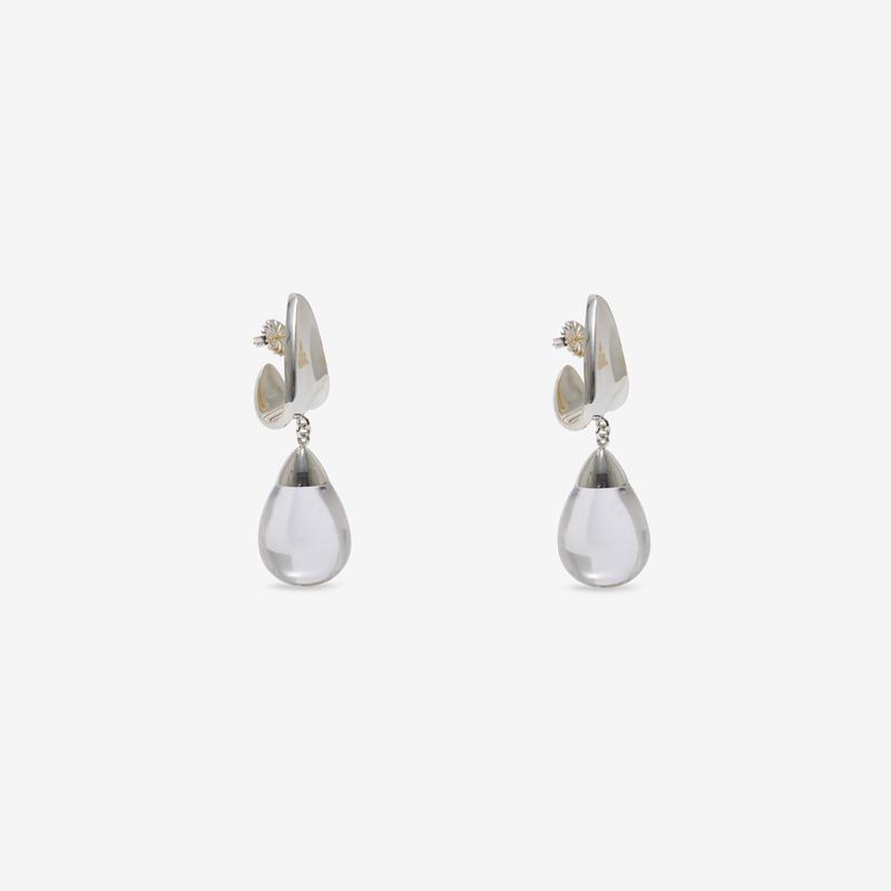 Old Jewelry - Lobe Loop Lucite Sways - (Silver)