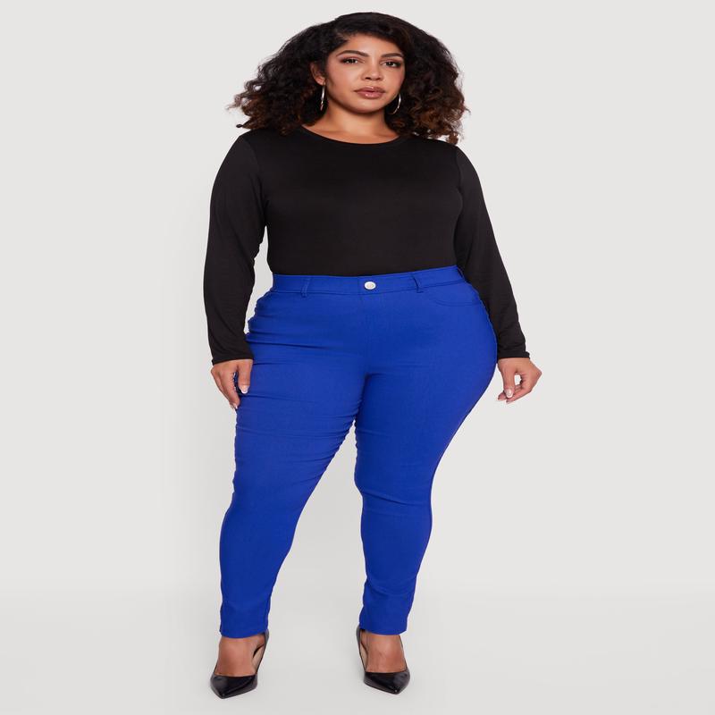 Plus Size High Waisted Stretch Skinny Leg Pants