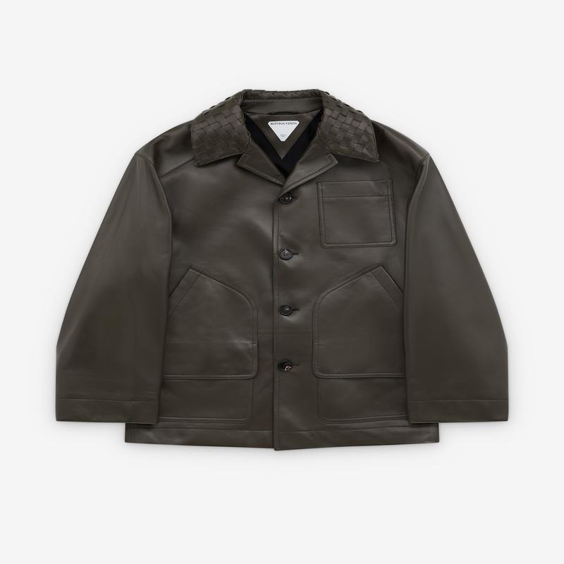 Bottega Veneta - Men's Shiny Leather Jacket - (Deep Moss)