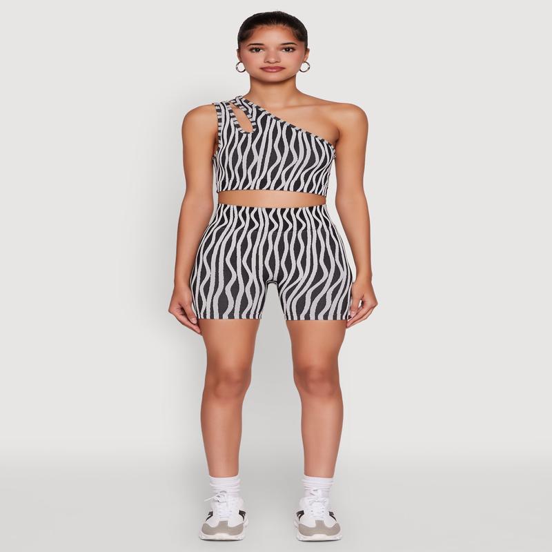 Compression Rib Activewear High Waisted Seamless Bike Shorts