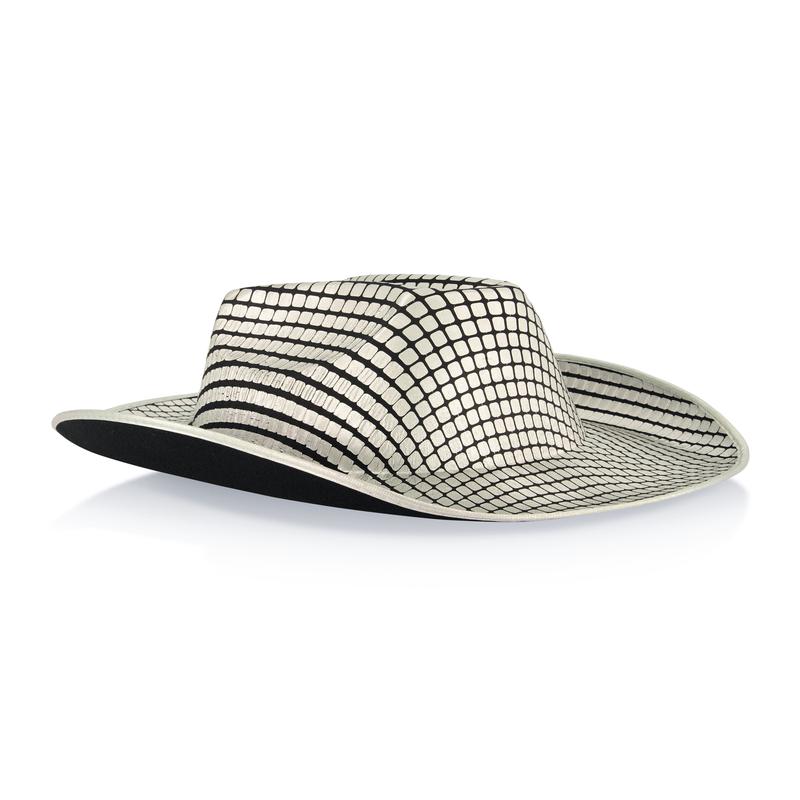 Metallic Patterned Chin Strap Cowboy Hat