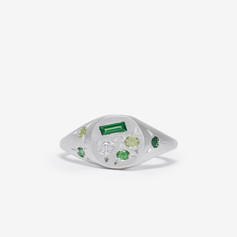 Seb Brown - Green Treasure Ring - (Silver)