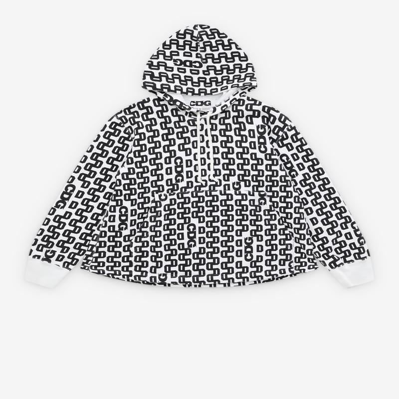 CDG - Overlock Print Hoodie - (Black/White)
