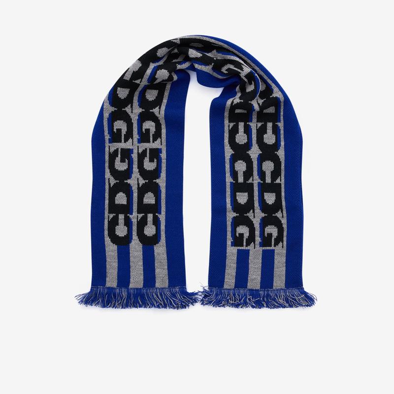 CDG - Striped Logo Scarf - (Blue/Grey/Black)