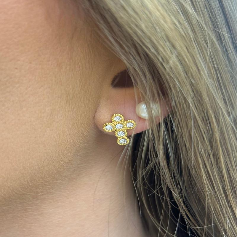 Kiki and Livy New Stone Cross Studs