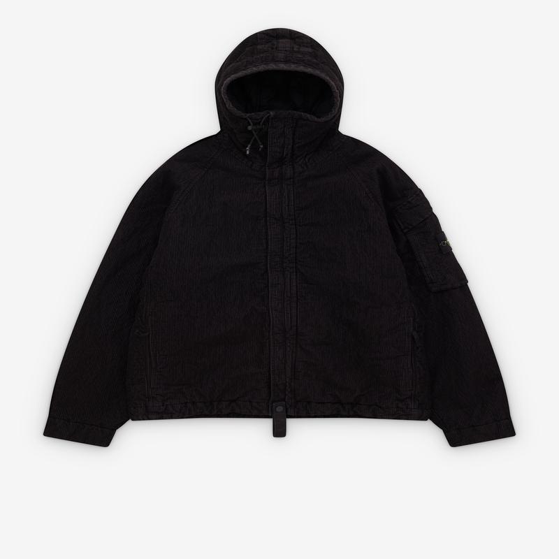 Stone Island - Mens Wrinkle Corduroy Hooded Jacket - (Black)