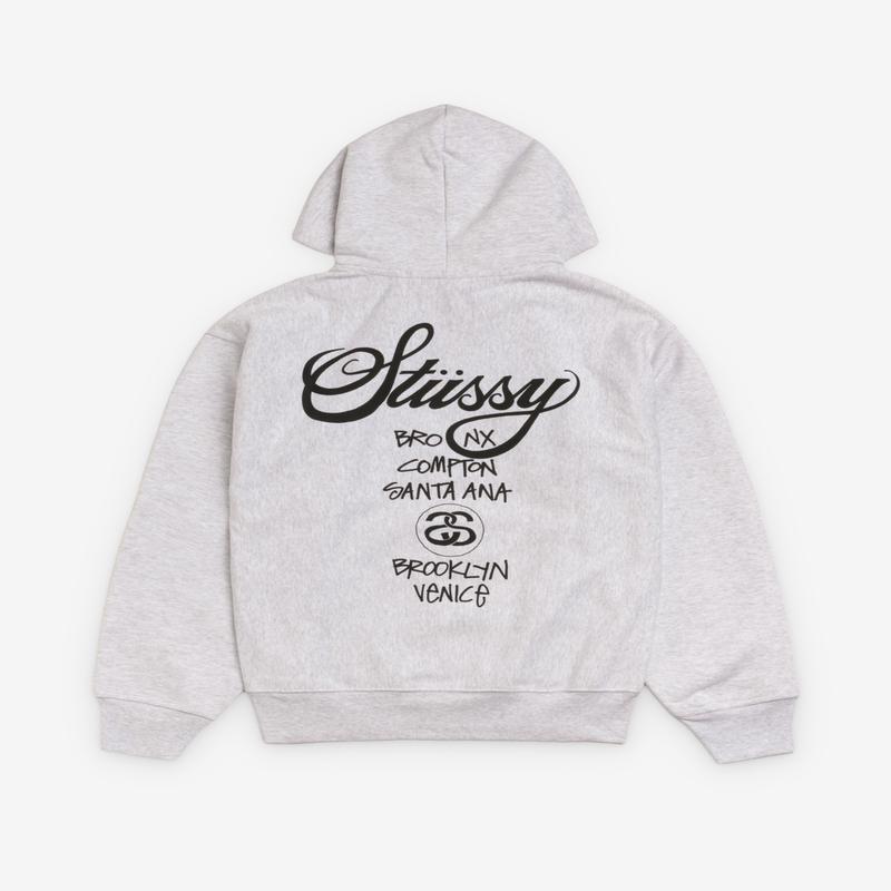 Stssy - World Tour Hood - (Ash Heather)