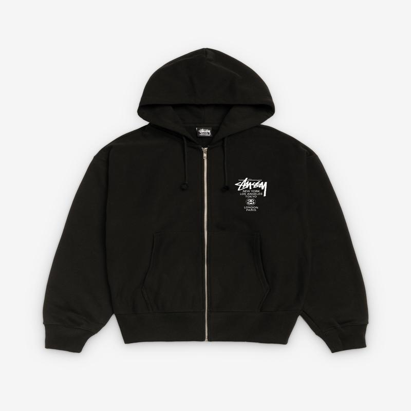 Stssy - World Tour Zip Hood - (Black)
