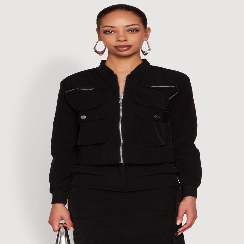 Cargo Pocket Windbreaker Bomber Jacket