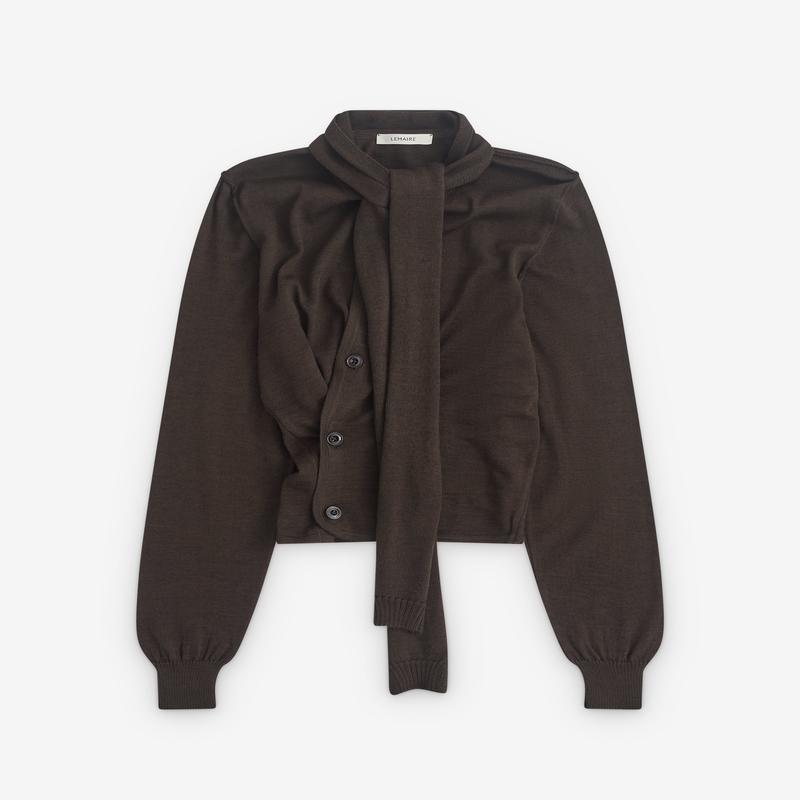 Lemaire - Womens Twisted Cardigan With Scarf - (Dark Cocoa)