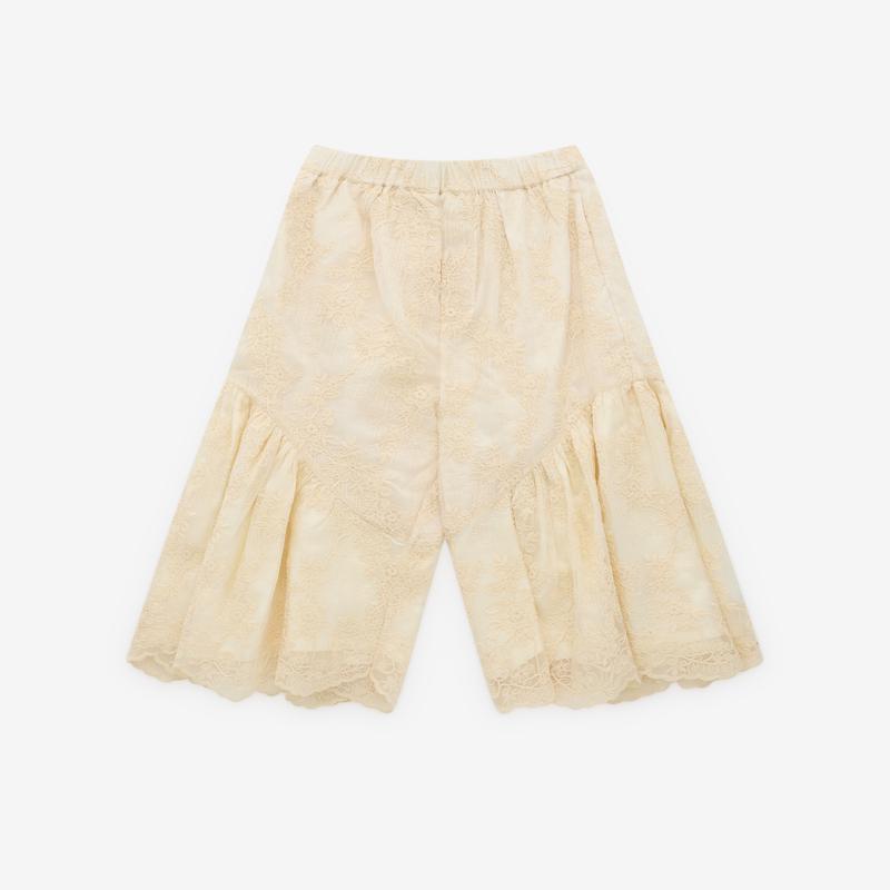 Renli Su - Womens Cropped Lace Trousers - (Rice White)