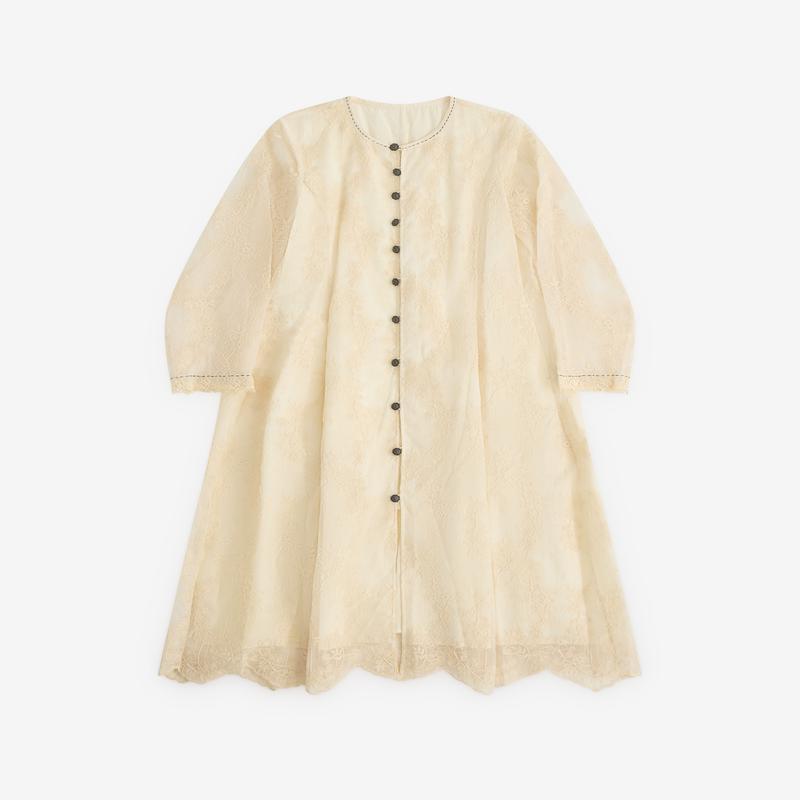 Renli Su - Womens Lace Long Sleeve Dress - (Rice White)