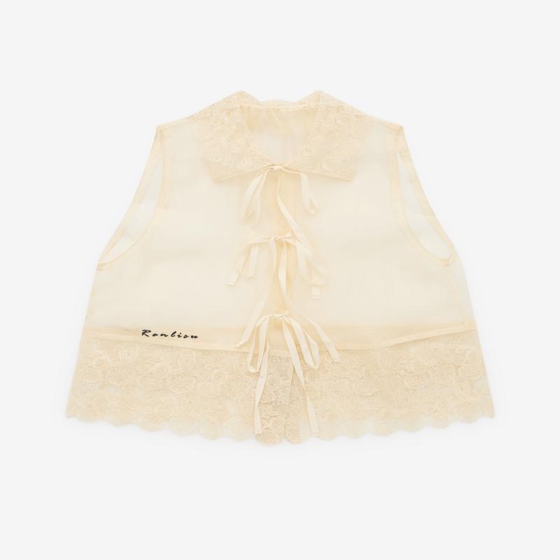 Renli Su - Womens Lace Trim Vest - (Rice White)
