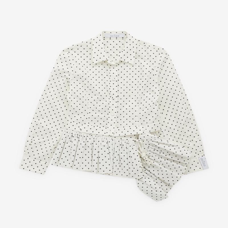 Rokh - Womens Peplum Floral Shirt - (Polka Dot)