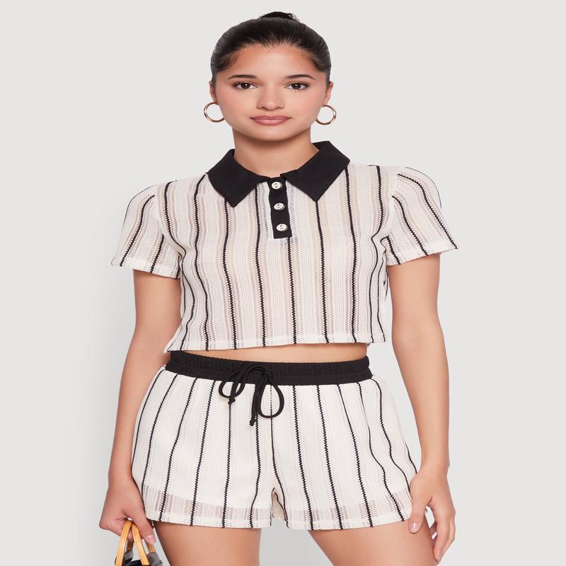 Striped Crochet Crop Top