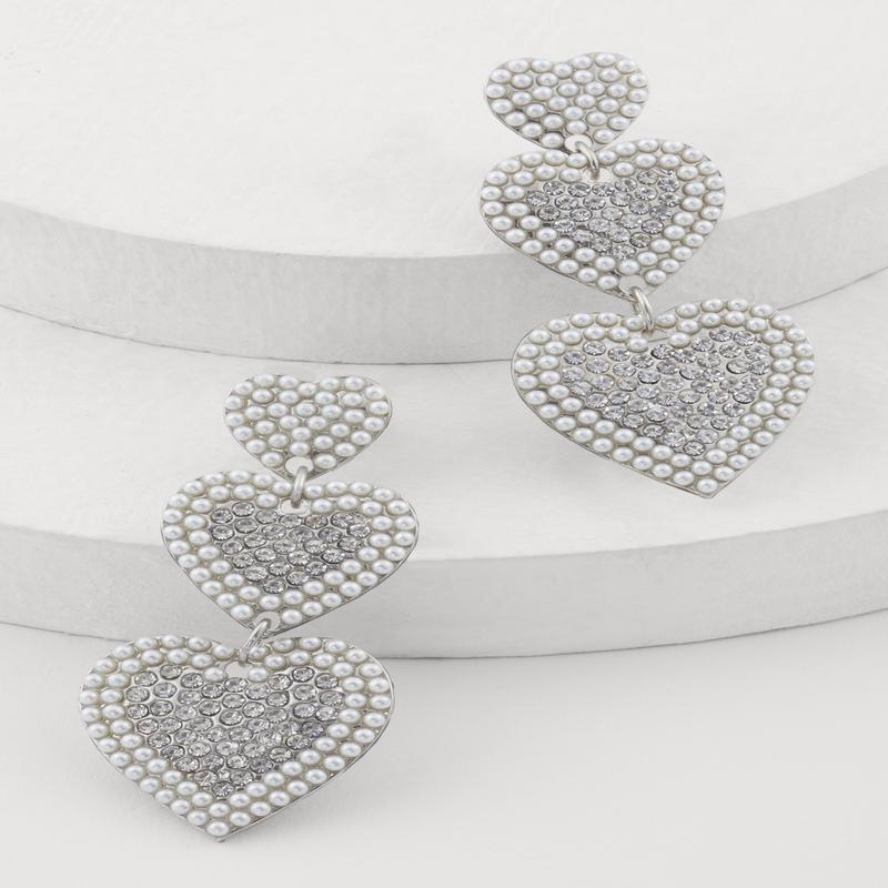 Tiered Heart Drop Earrings