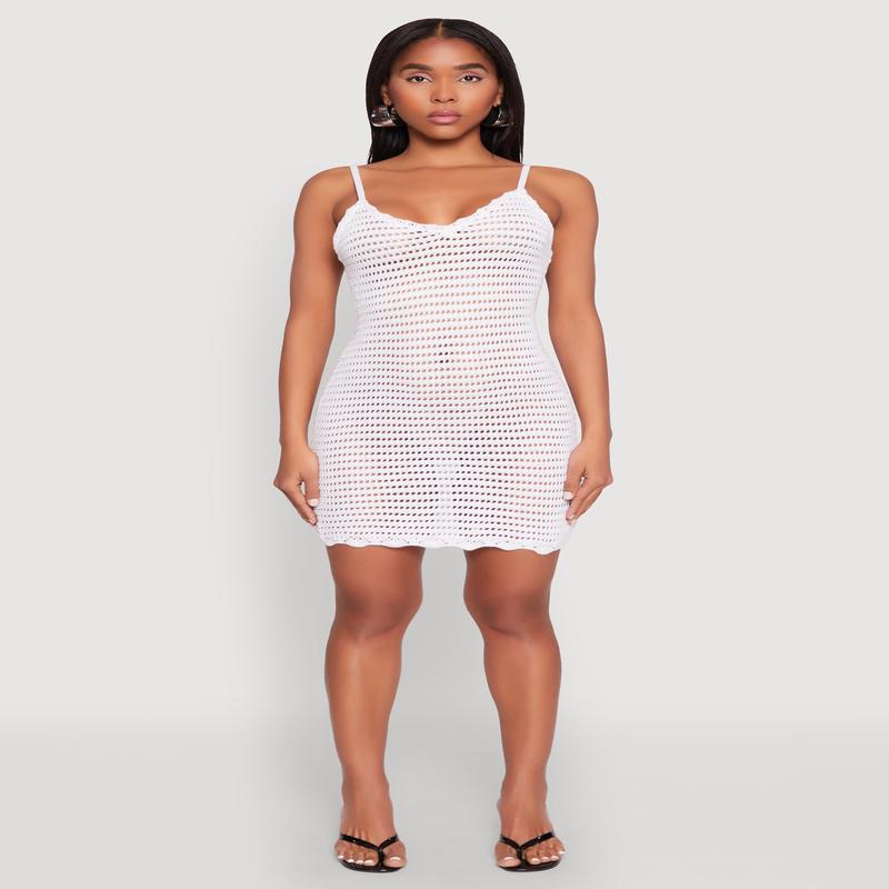 Crochet Scalloped Trim Cami Dress