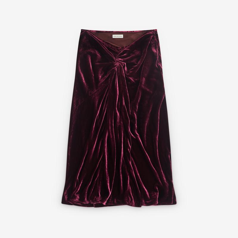 Dries Van Noten - Womens Draped Velvet Skirt - (Violet)