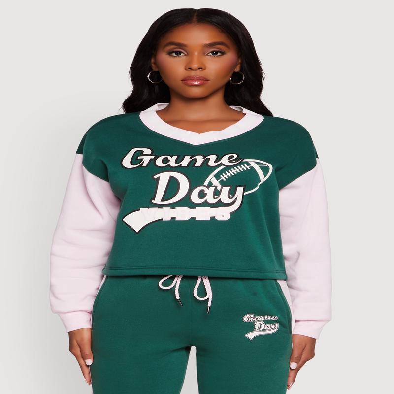 Graphic Varsity Stripe Pull Over Sweatshirt