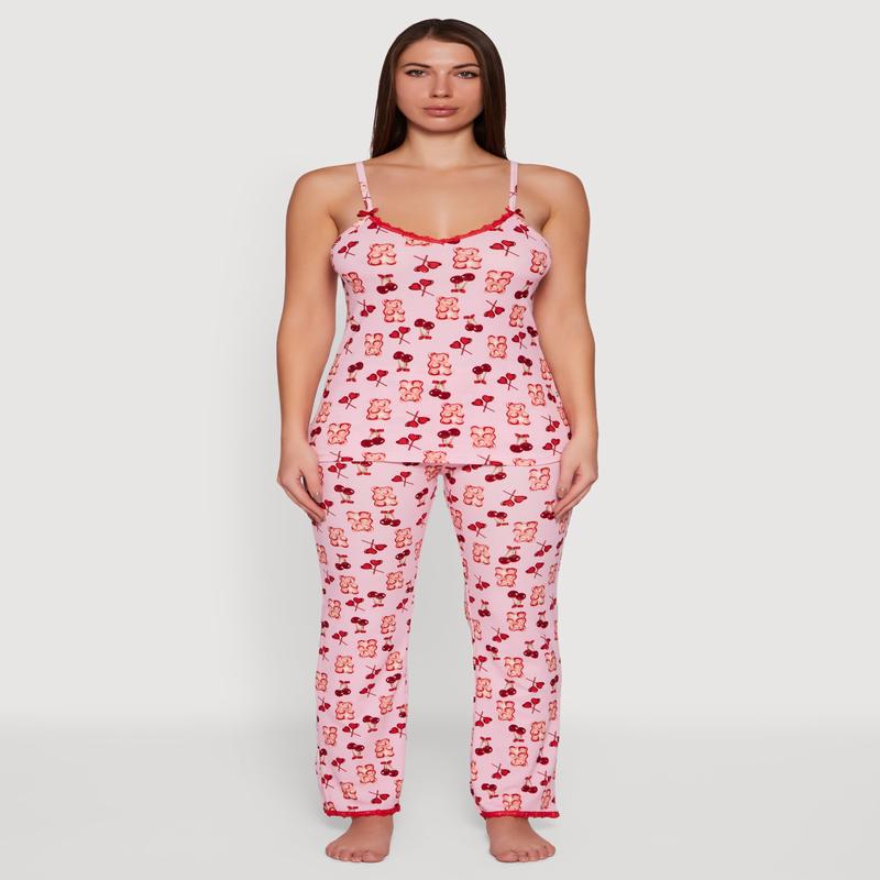 Gummy Bear Candy Print Pajama Cami and Pants Set