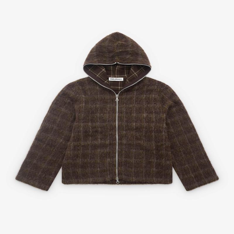 Our Legacy - Mens Full Zip Hood - (Dorf Check Hairy Wool)