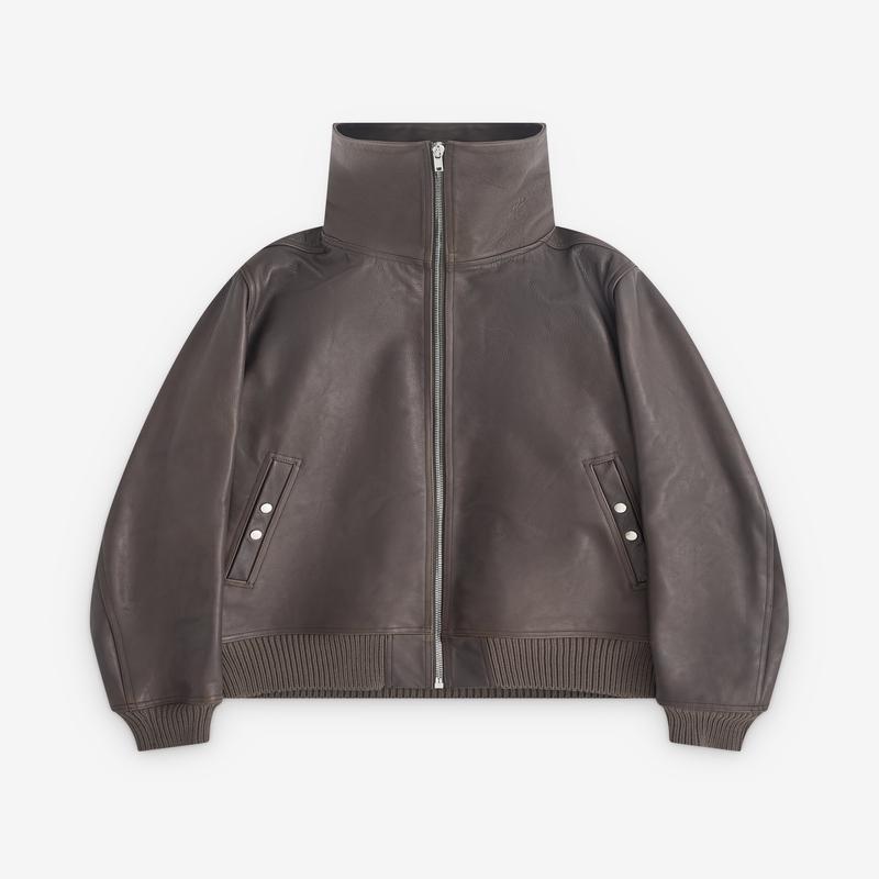 Rick Owens - Mens Blixa Leather Jacket - (Dark Dust)