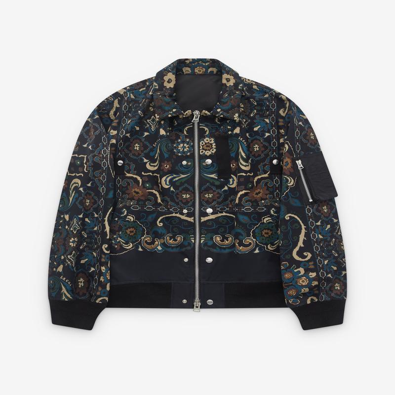 sacai - Mens Floral Print Grosgrain Jacket - (Navy)