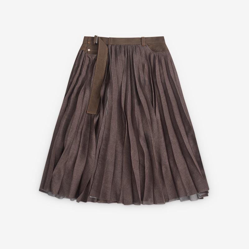sacai - Womens Denim Skirt - (Brown)
