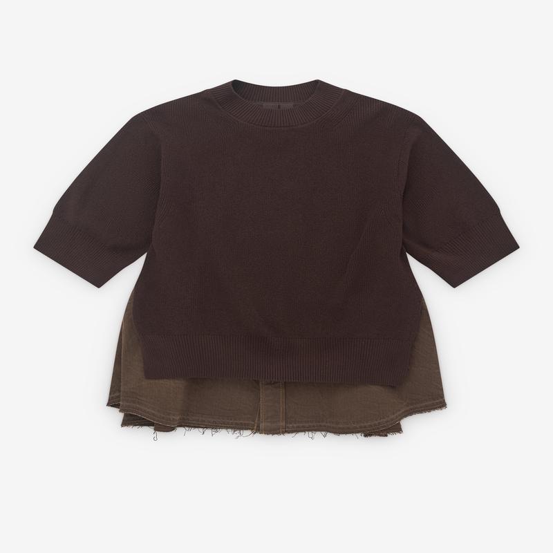 sacai - Womens Denim X Knit Pullover - (Brown)