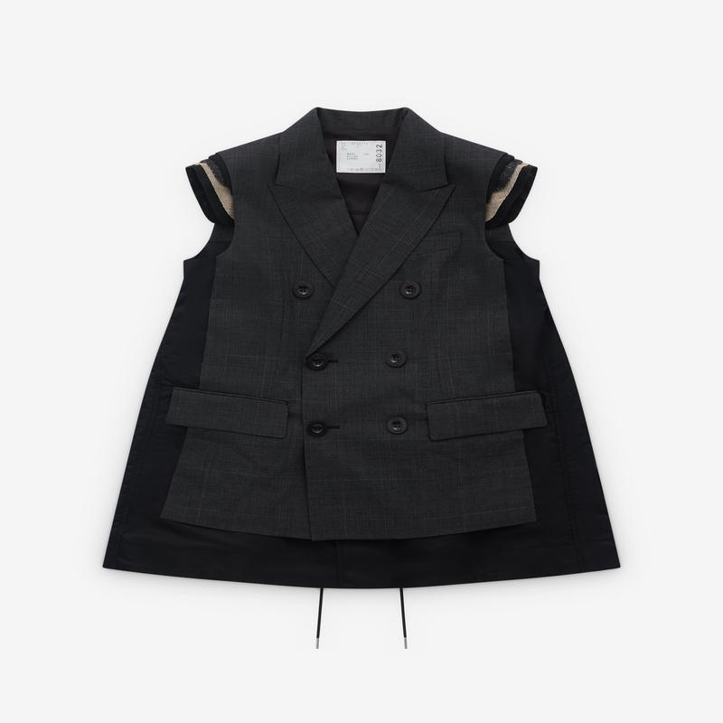 sacai - Womens Glen Check Vest - (Grey/Navy)