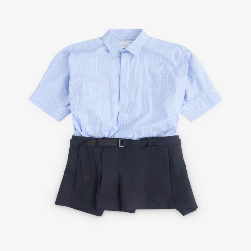 sacai - Womens Poplin X Suiting Dress - (Blue/Navy)