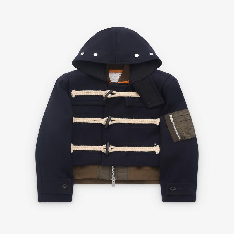 sacai - Womens Wool Melton Jacket - (Navy/Green)