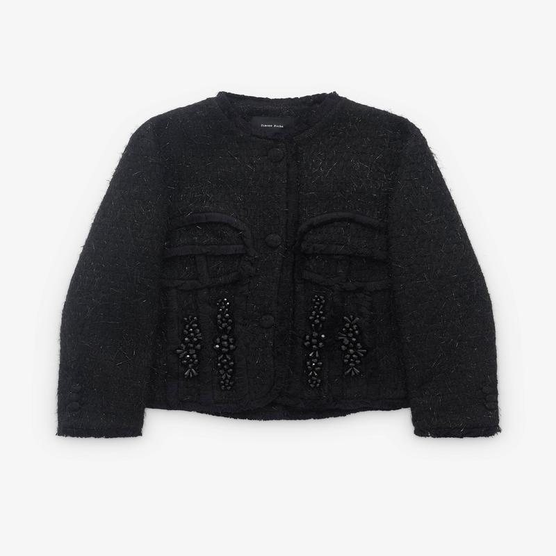 Simone Rocha - Womens Sculpted Bust Fray Jacket - (Black)