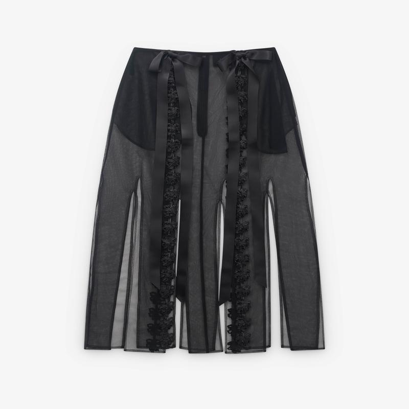 Simone Rocha - Womens Sheer Daisy Chain Skirt - (Black)