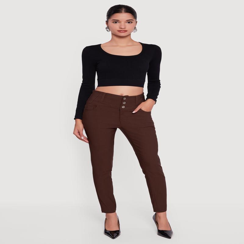 Almost Famous Three Button High Waisted Pants