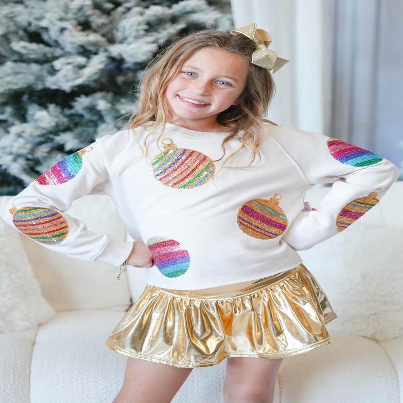 Girls' Sequin Ornament Sweatshirt