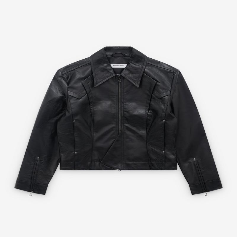 Kiko Kostadinov - Mens Kraner Cropped Leather Blouson - (Raven Black)