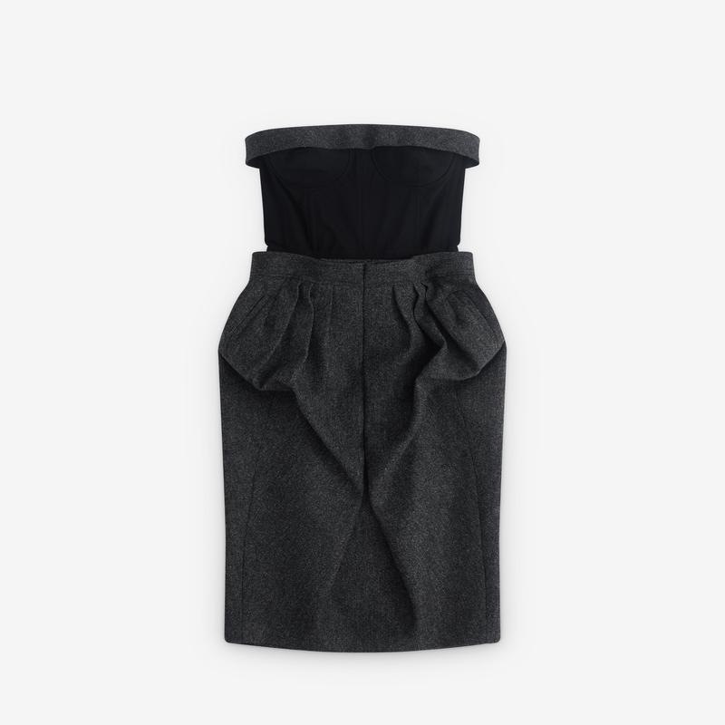Maison Margiela - Womens Off Shoulder Midi Dress - (Dark Grey)